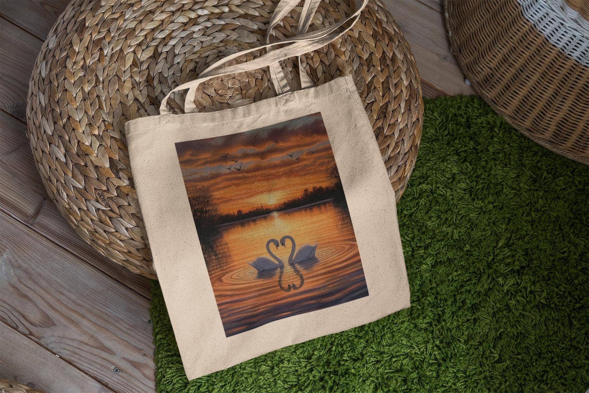 Swan Sunset Tote Bag
