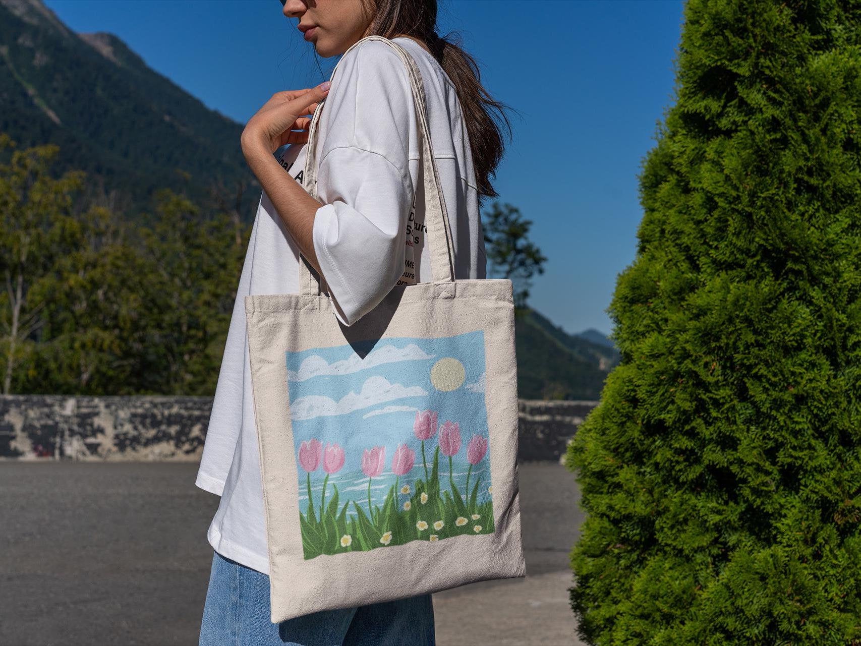 Pink Tulip Tote Bag