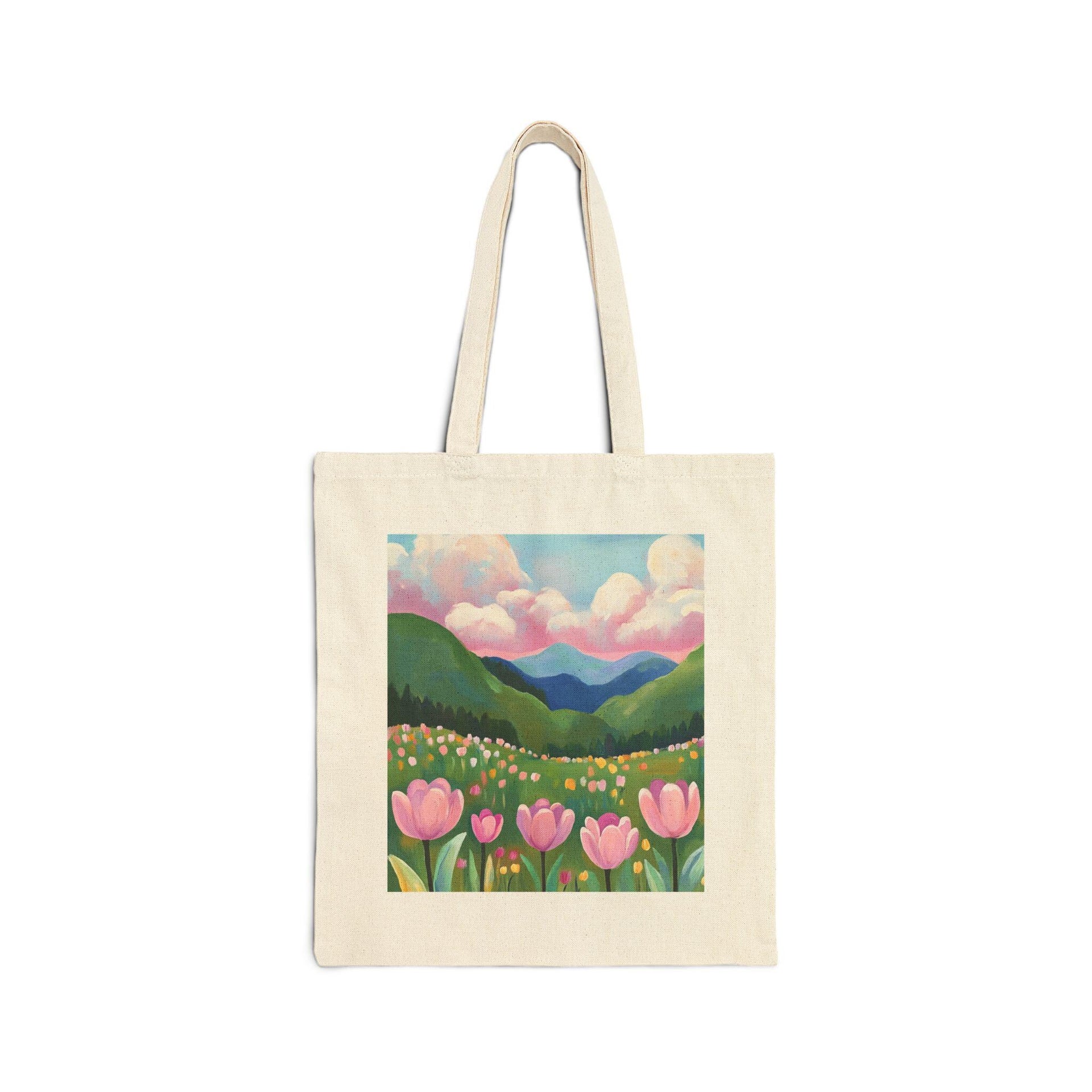 Pink Tulip Mountain Tote Bag