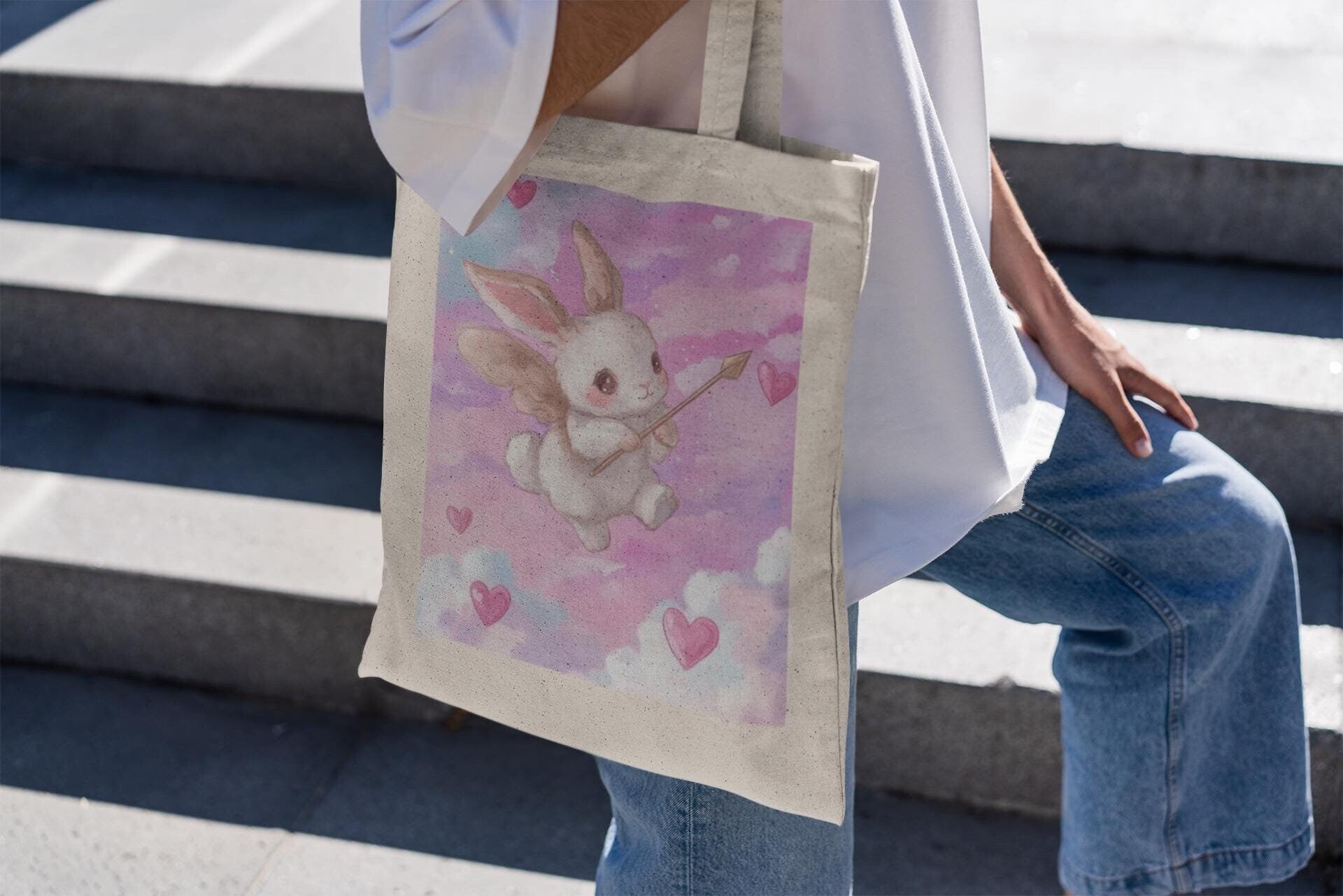 Cupid Bunny Tote Bag