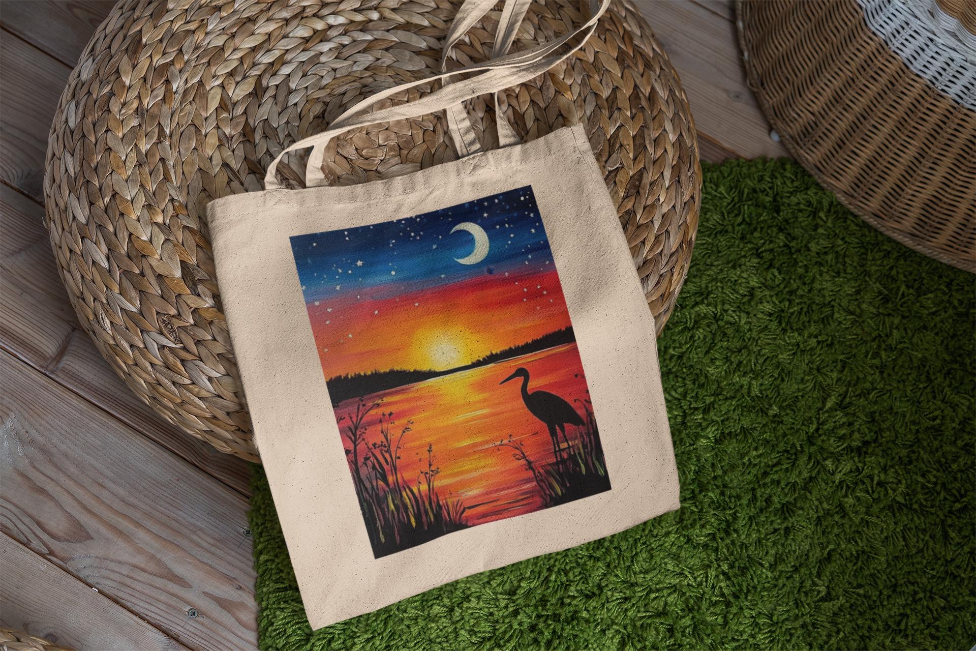 Sunset Heron Tote Bag
