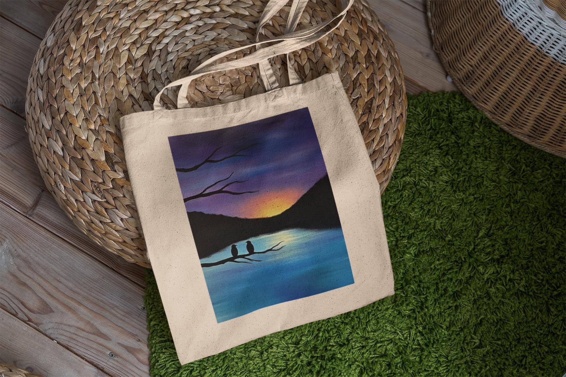 Bird by the Lake Canvas Tote Bag