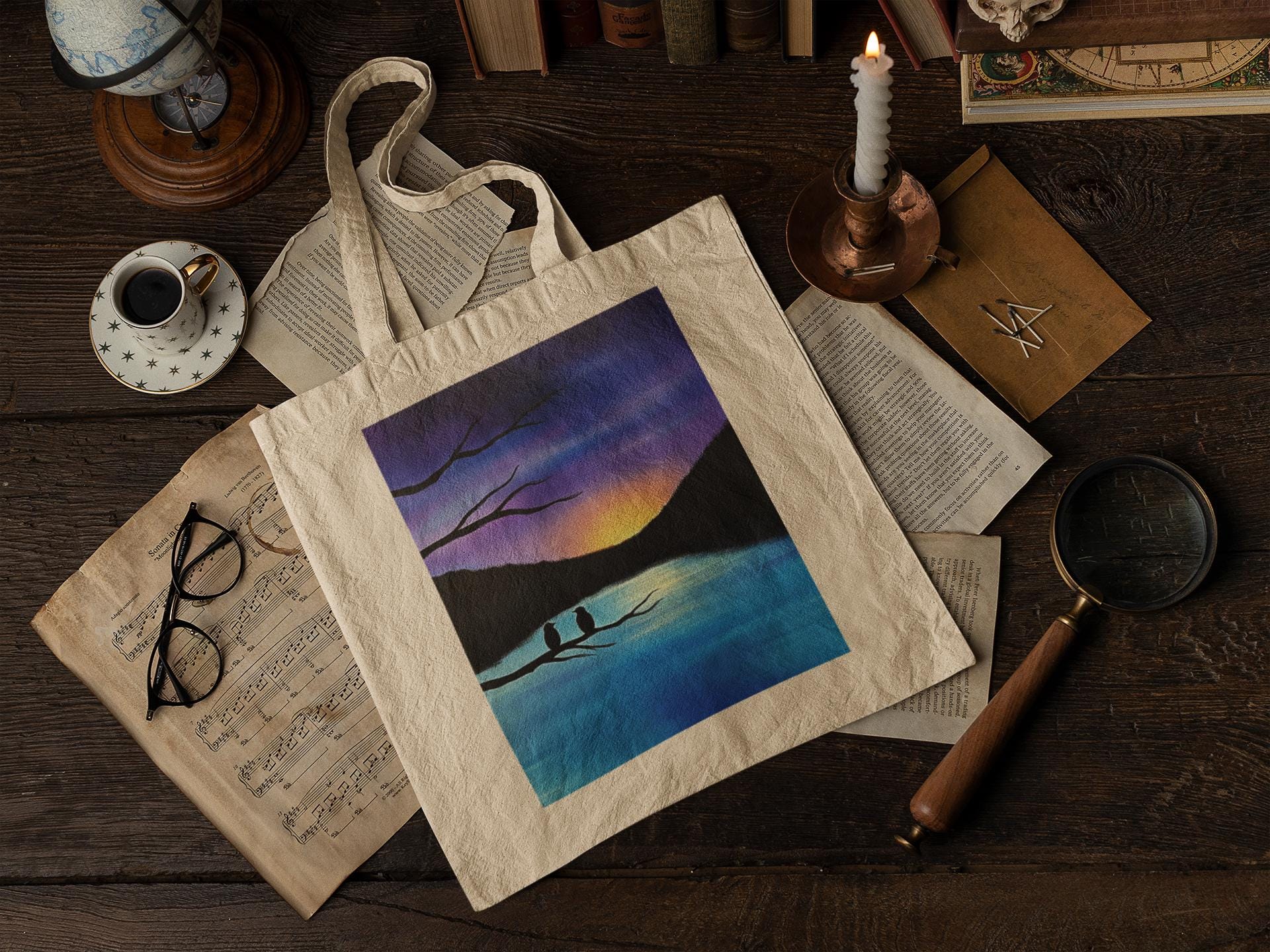 Bird by the Lake Canvas Tote Bag