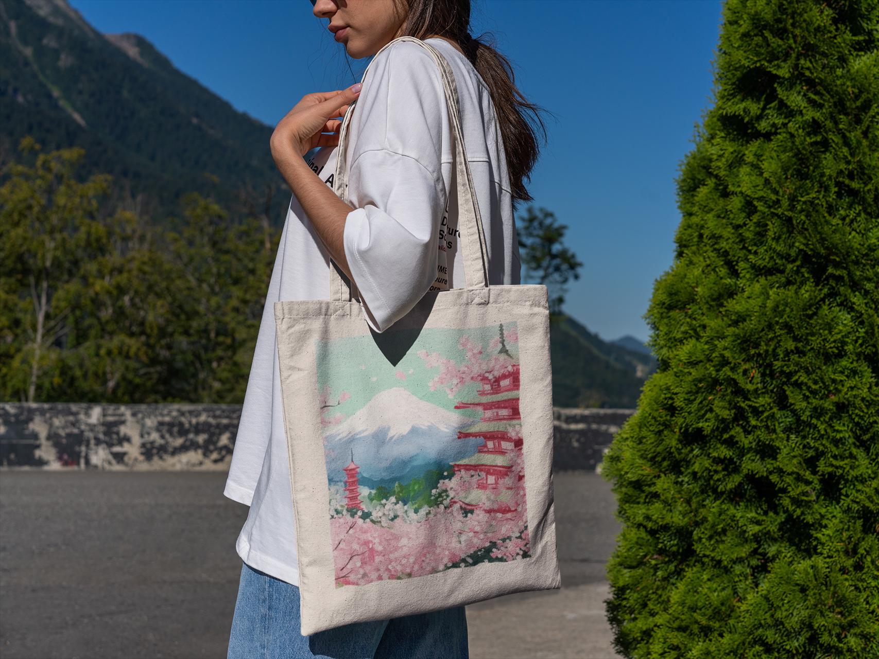 Mt Fuji Cherry Blossom Tote Bag