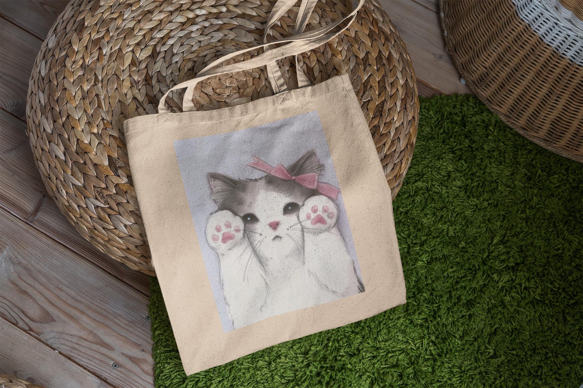 Pink Ribbon Kitty Tote Bag