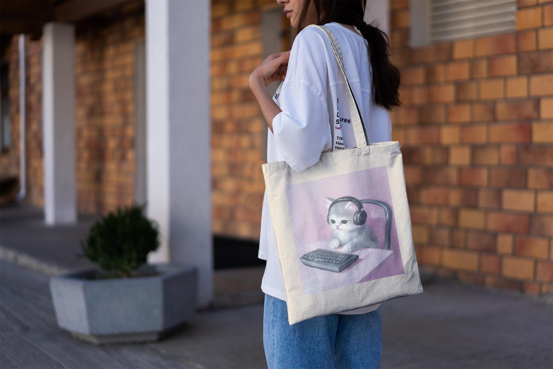 Pink Gaming Kitty Tote Bag