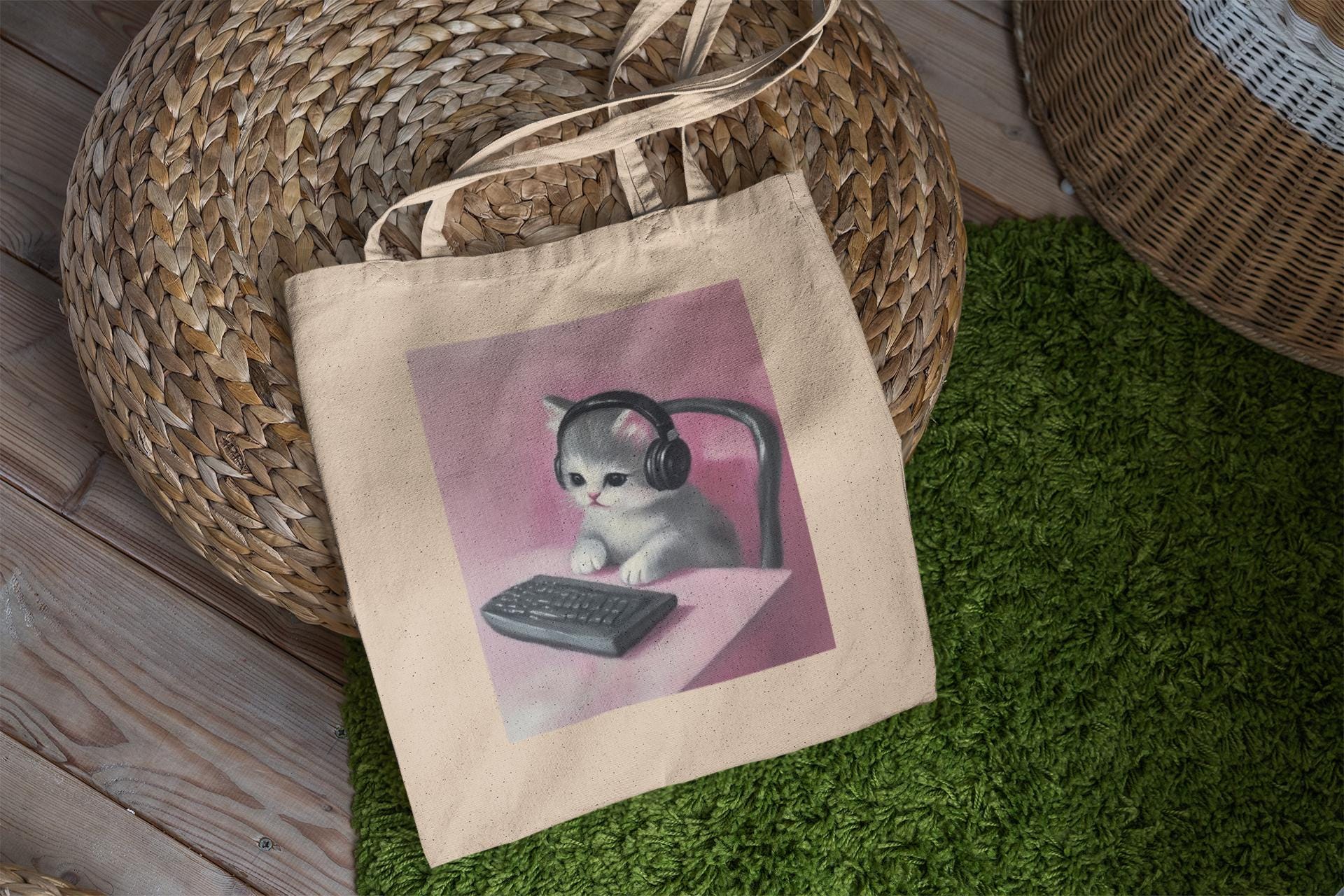 Pink Gaming Kitty Tote Bag