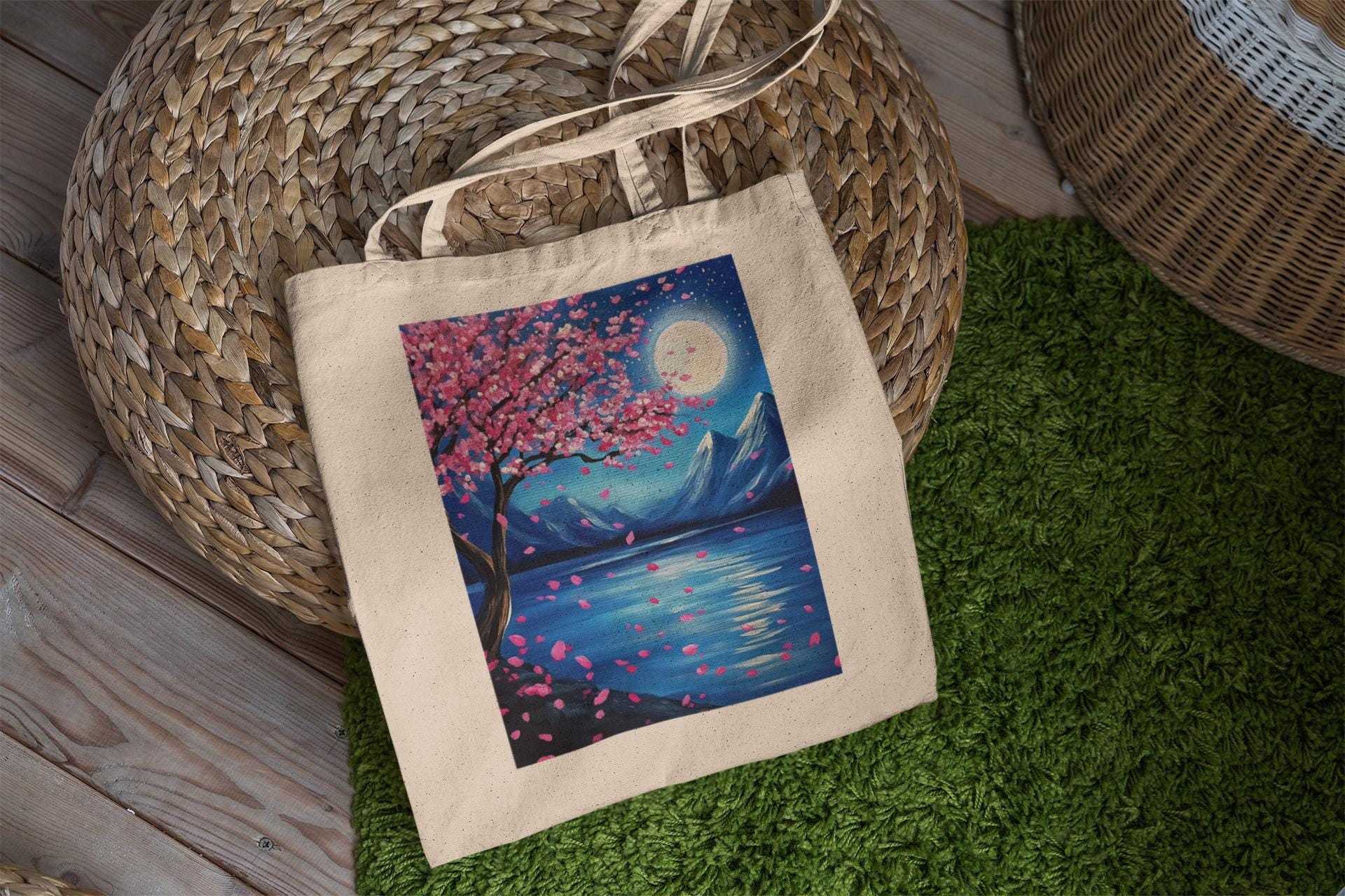 Cherry Blossom Mountain Tote Bag