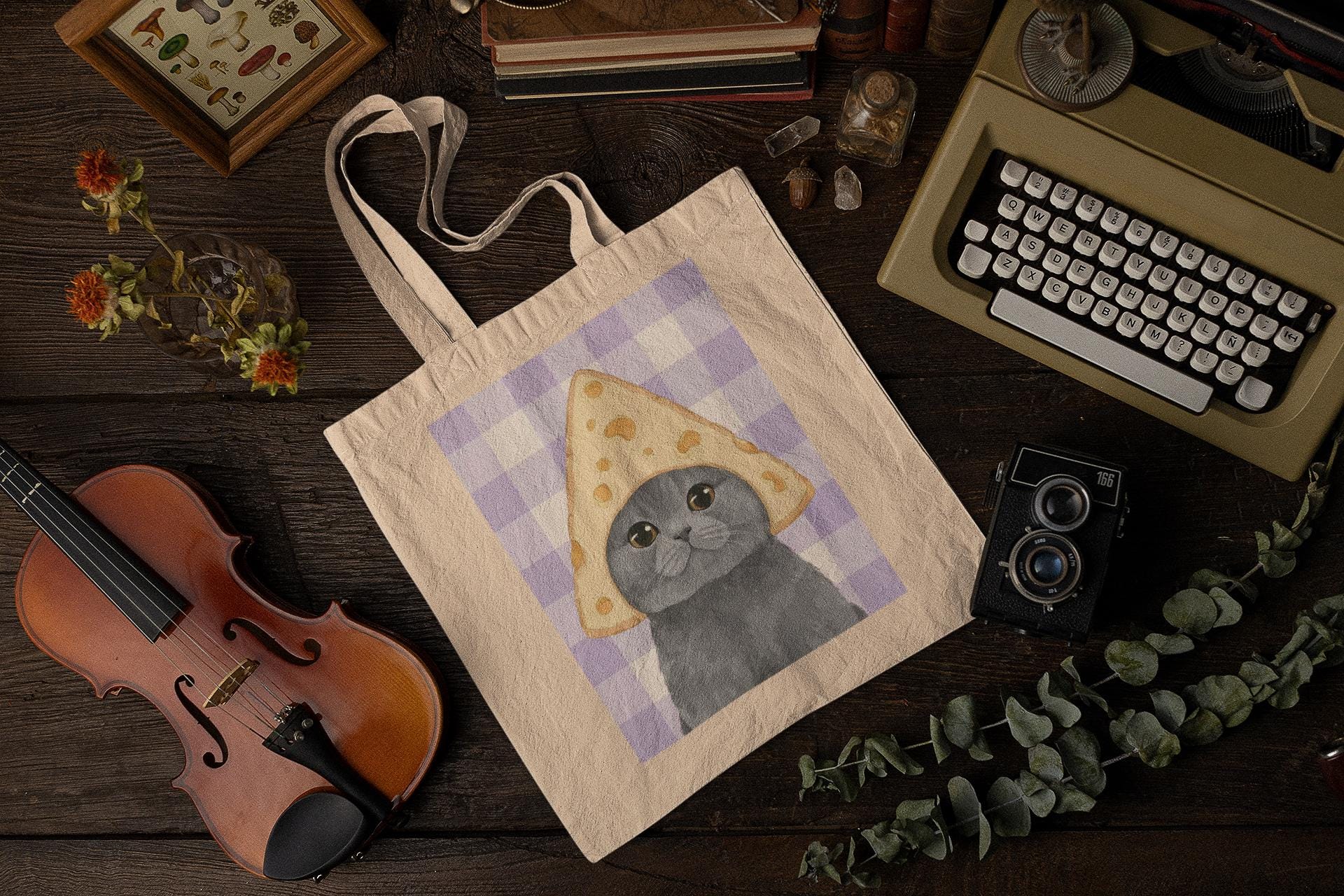 Cheese Hat Kitty Tote Bag