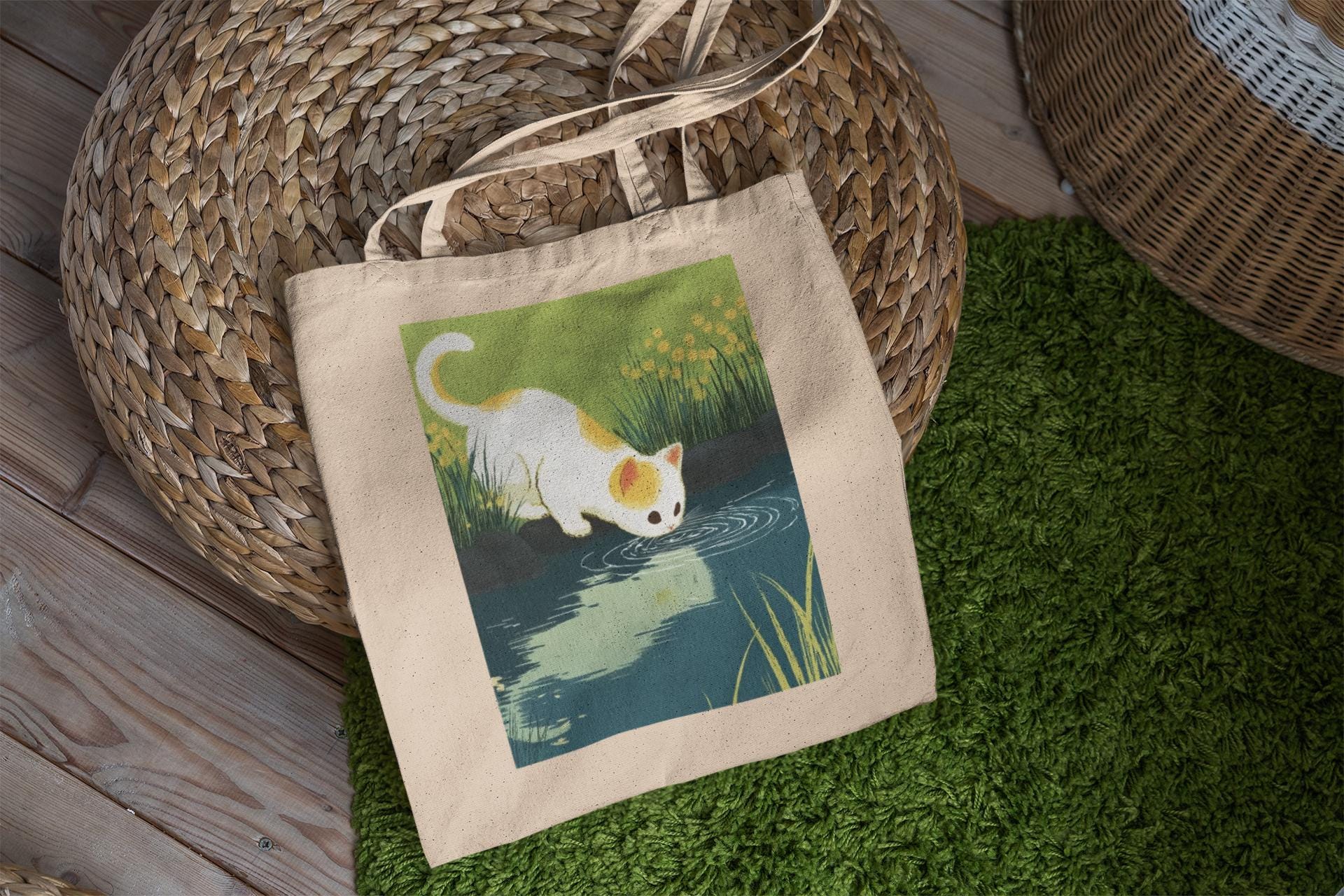 Water Cat Tote Bag