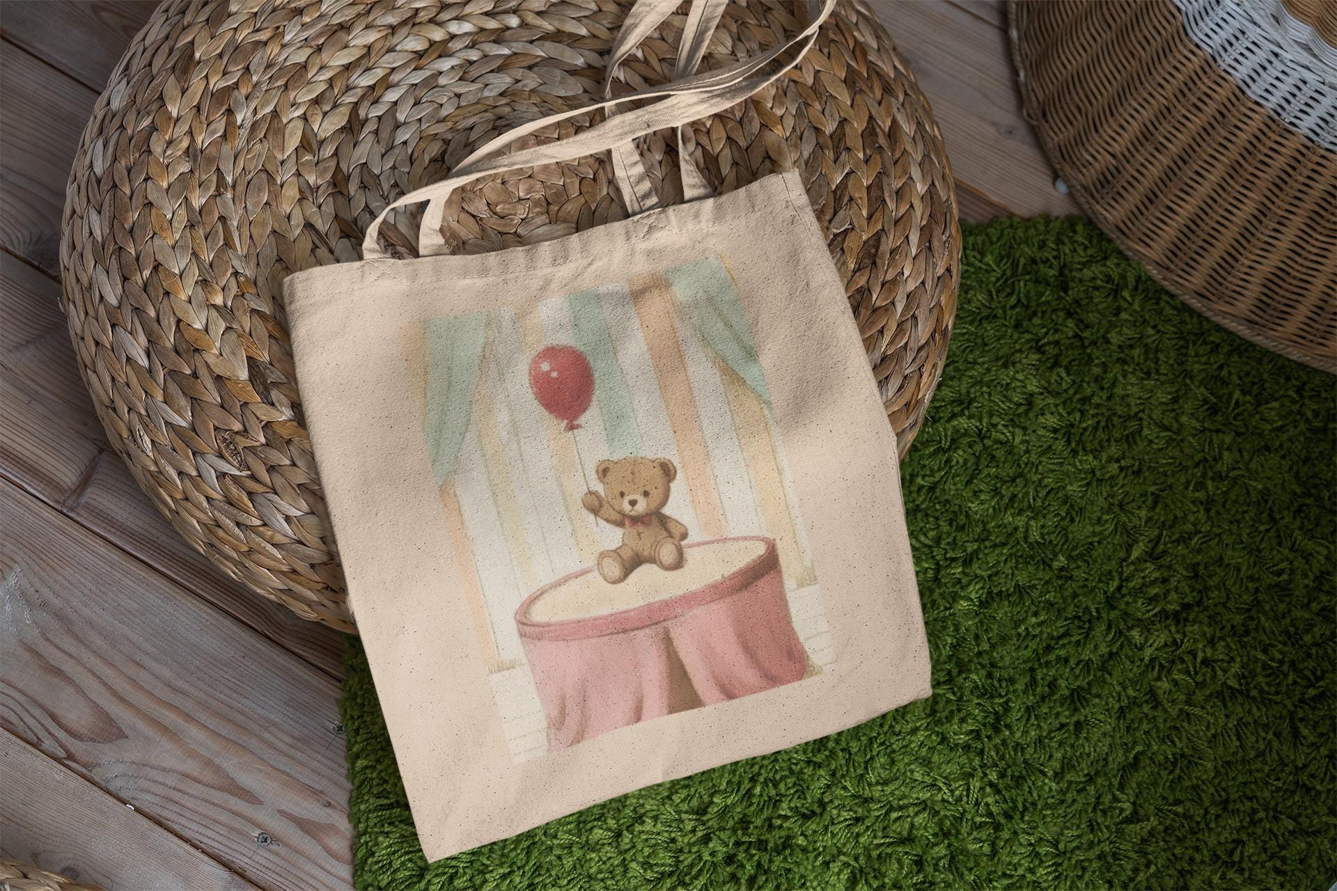 Teddy Bear Red Balloon Tote Bag