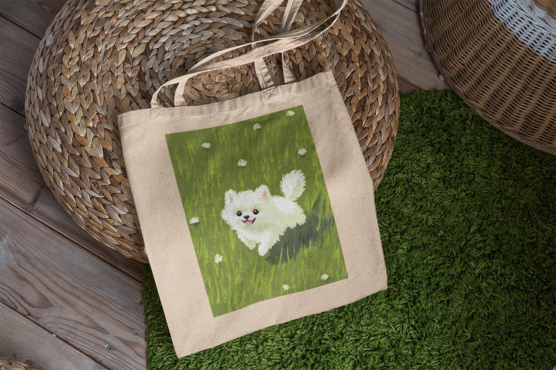 Pomeranian Puppy Tote Bag