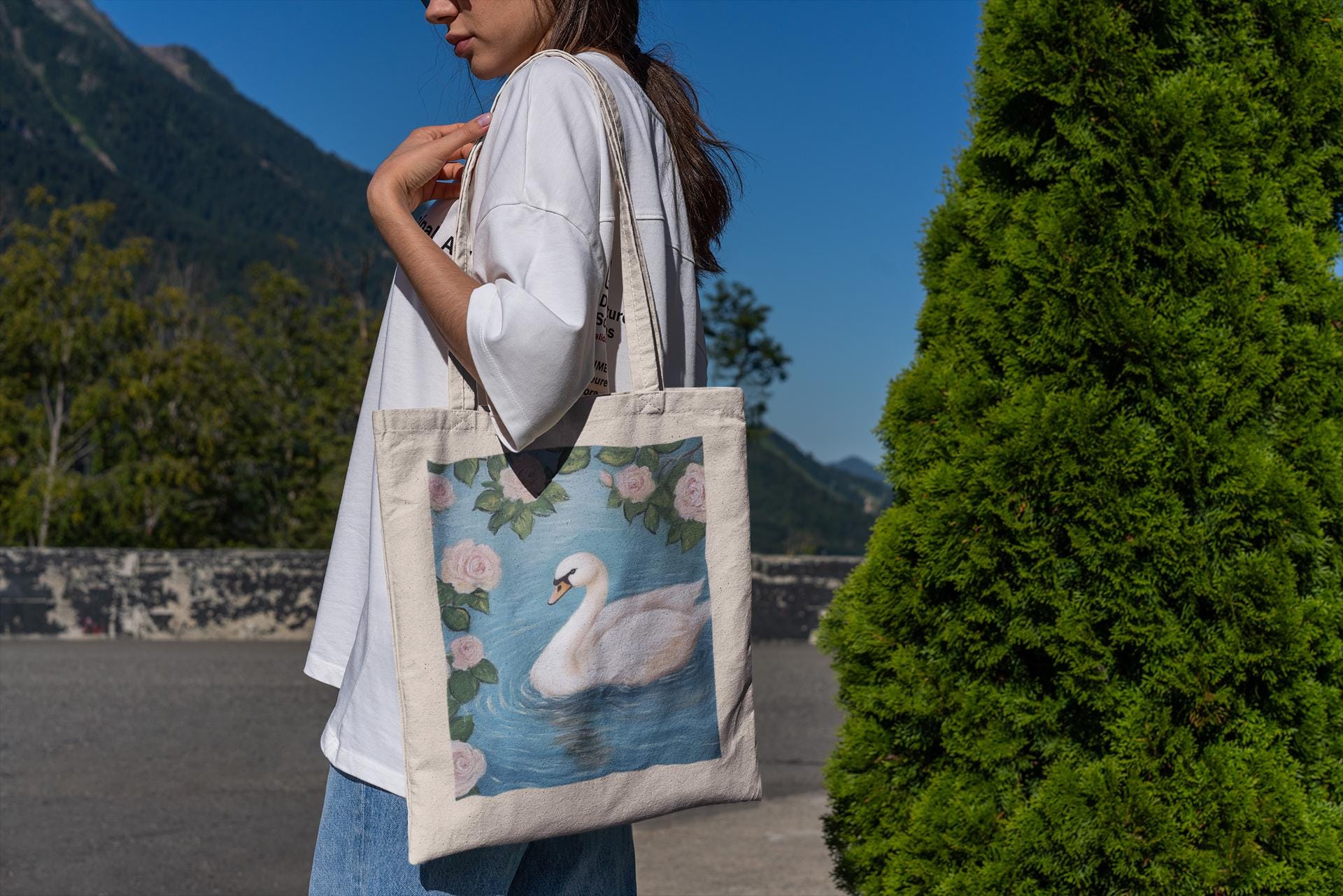 White Swan Lake Tote Bag