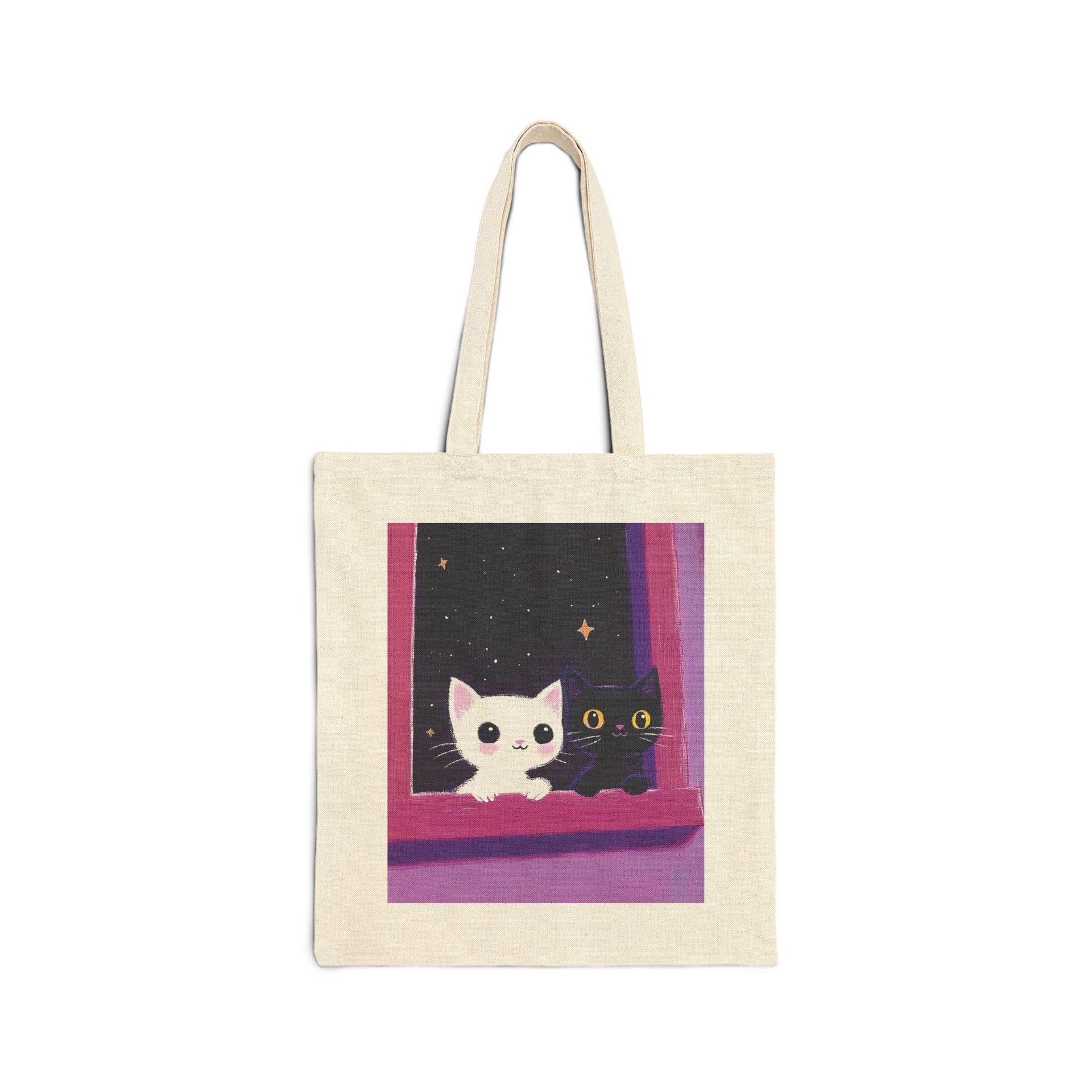 White Kitty & Black Kitty Tote Bag