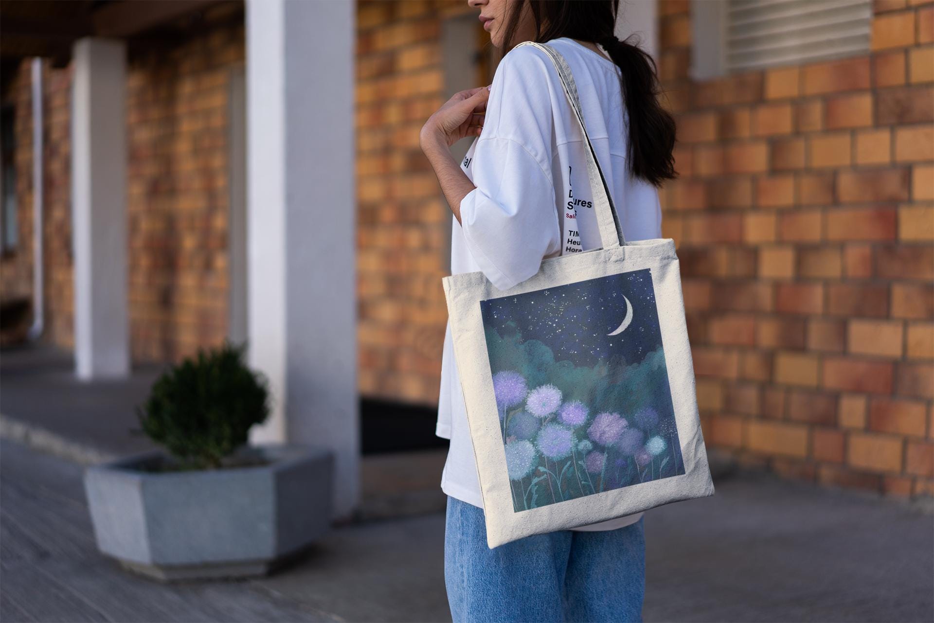 Dandelion Night Sky Tote Bag
