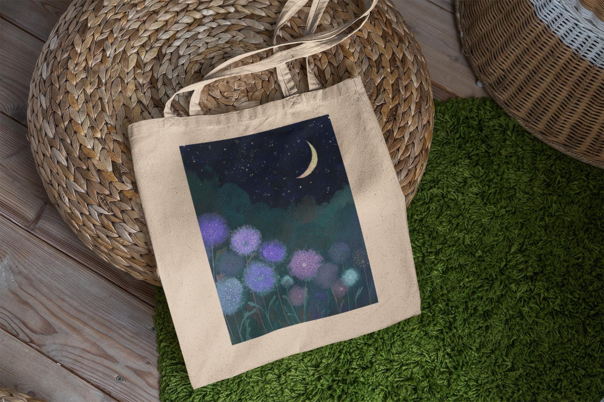 Dandelion Night Sky Tote Bag