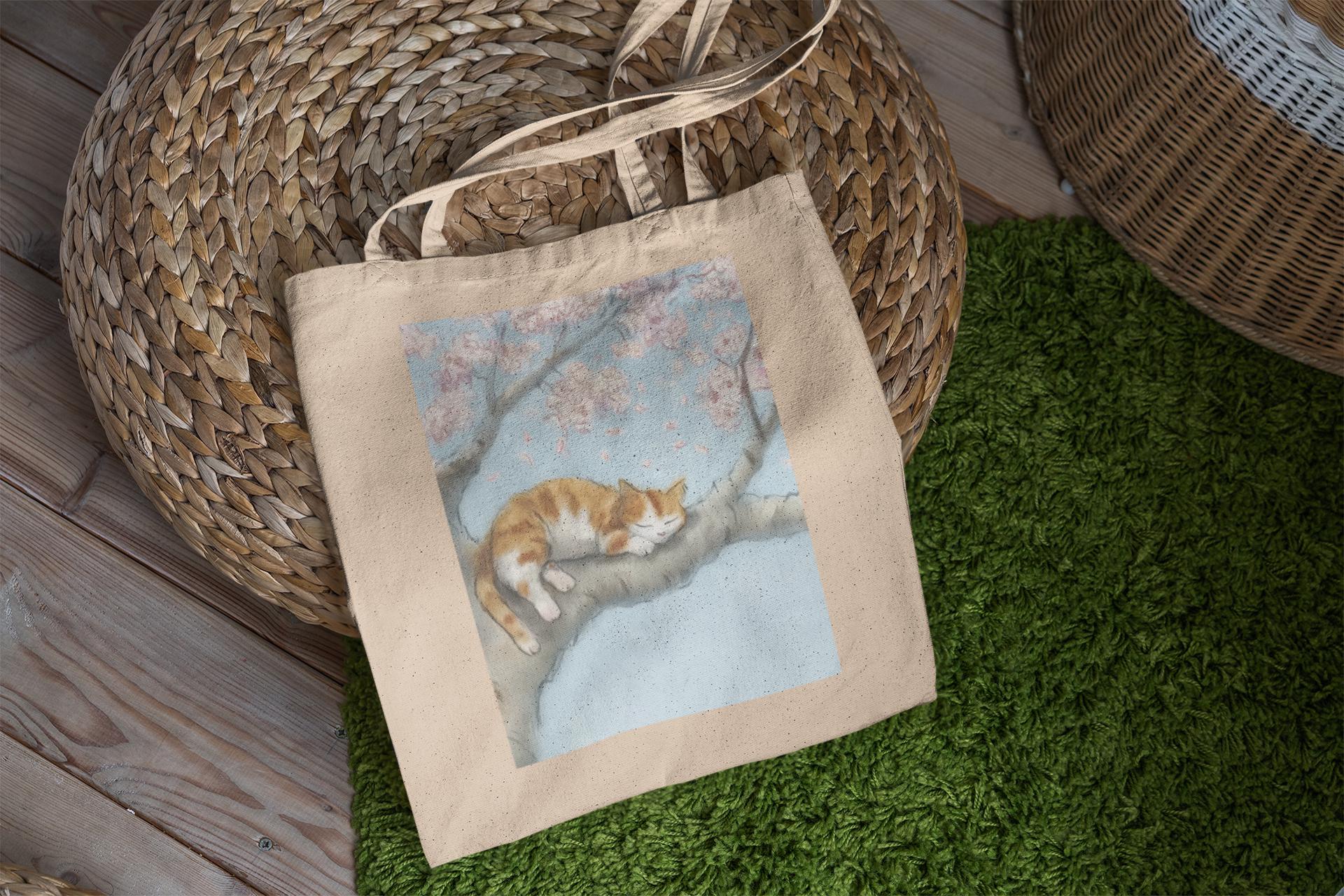 Orange Kitty Tree Tote Bag