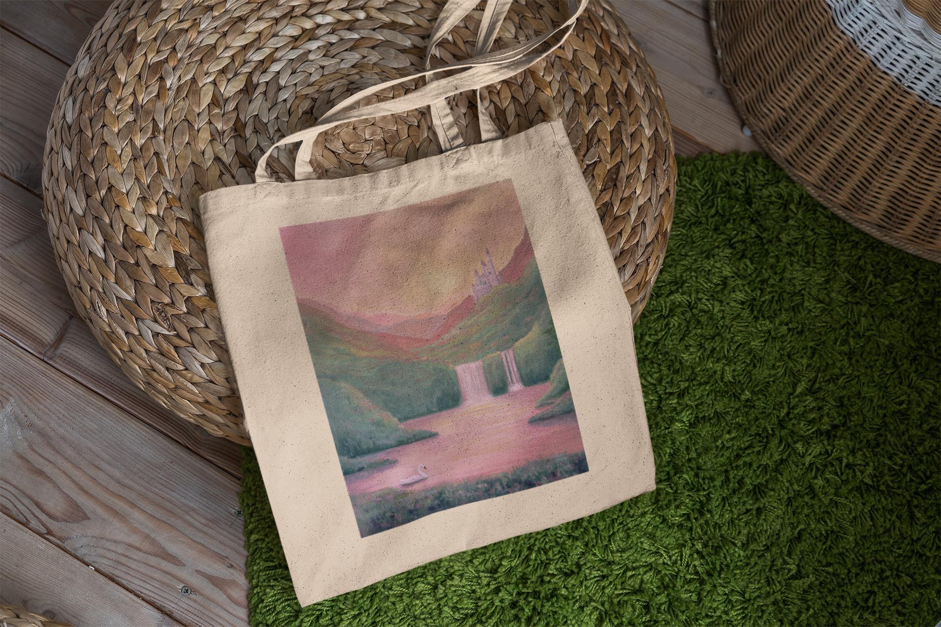 Swan Waterfall Tote Bag