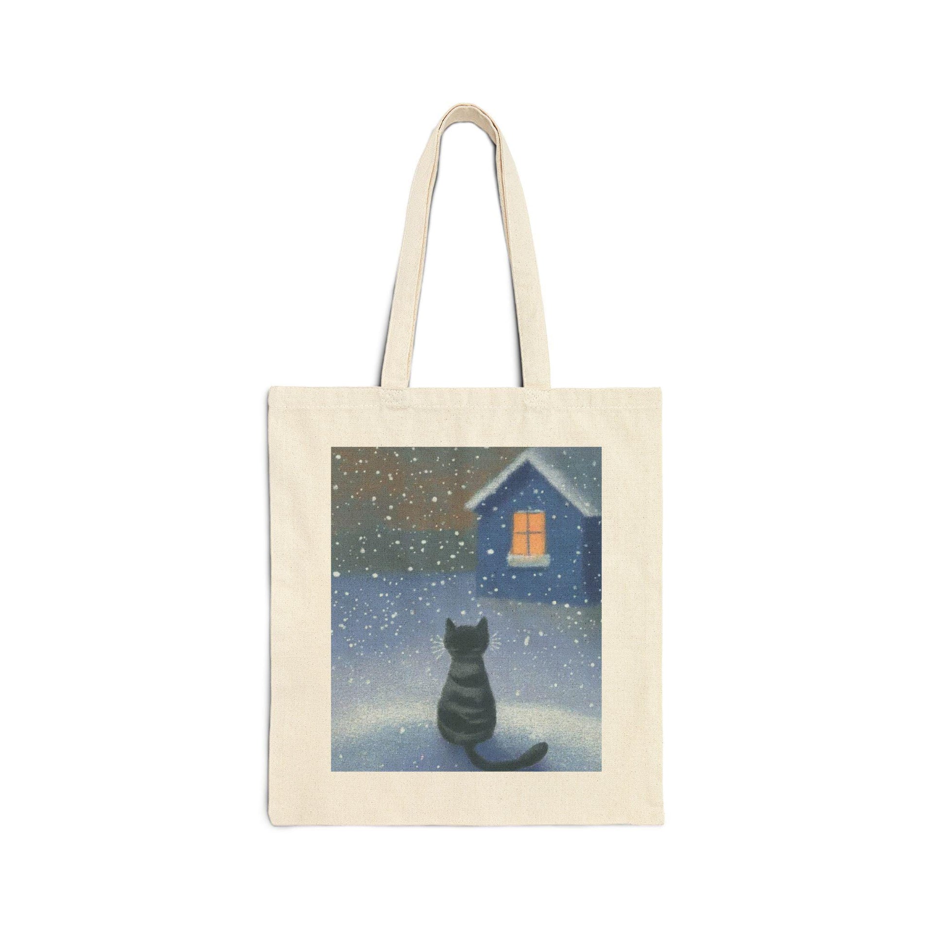 Black Cat Snow Tote Bag